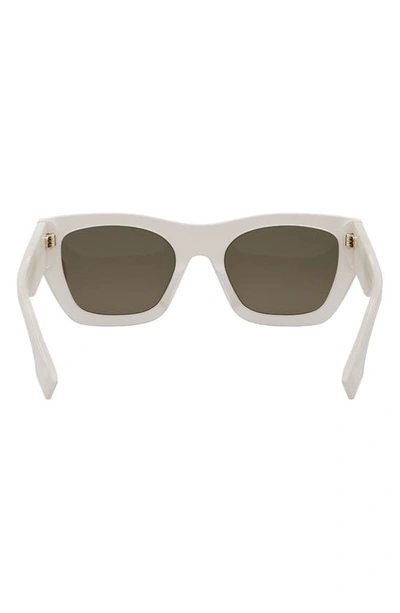 Shop Fendi Roma Rectangular Sunglasses In White / Brown