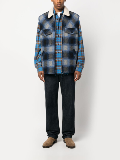 Shop Isabel Marant Plaid Check-pattern Gilet In Blue