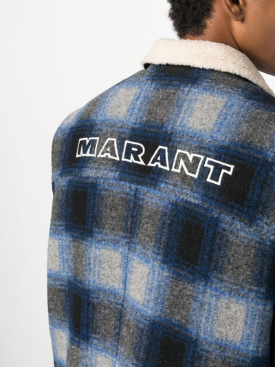 Shop Isabel Marant Plaid Check-pattern Gilet In Blue