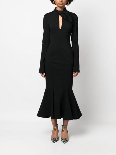 Attico Isabel Compact Techno Jersey Midi Dress In Schwarz