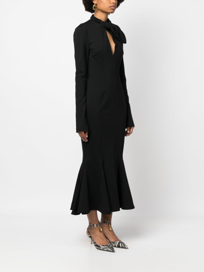 Attico Isabel Compact Techno Jersey Midi Dress In Schwarz
