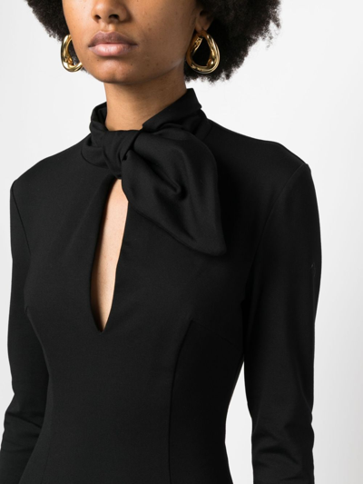Attico Isabel Compact Techno Jersey Midi Dress In Schwarz