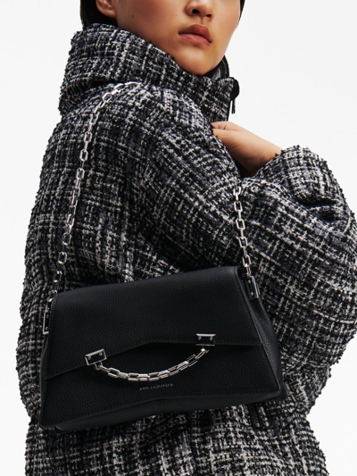 Shop Karl Lagerfeld Small K/seven Leather Shoulder Bag In Schwarz