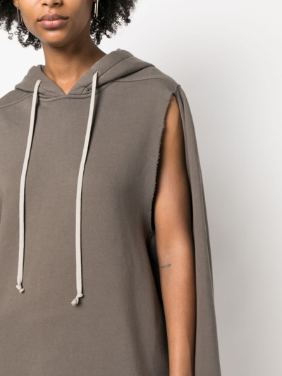Shop Rick Owens Cape Sleeve Jumbo Cotton Hoodie In Grey