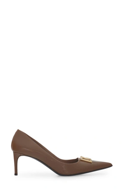 Shop Dolce & Gabbana Lollo Pointed Toe Pump In Caramel