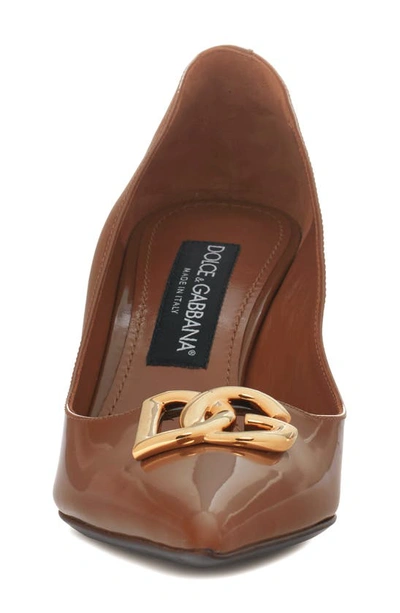 Shop Dolce & Gabbana Lollo Pointed Toe Pump In Caramel