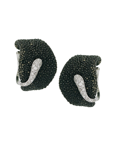 Shop De Grisogono 18k 0.50 Ct. Tw. Diamond Stingray Leather Earrings (authentic  )