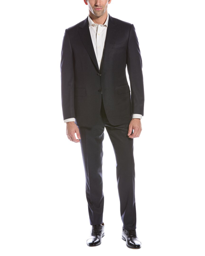 Shop Canali 2pc Wool-blend Suit In Black