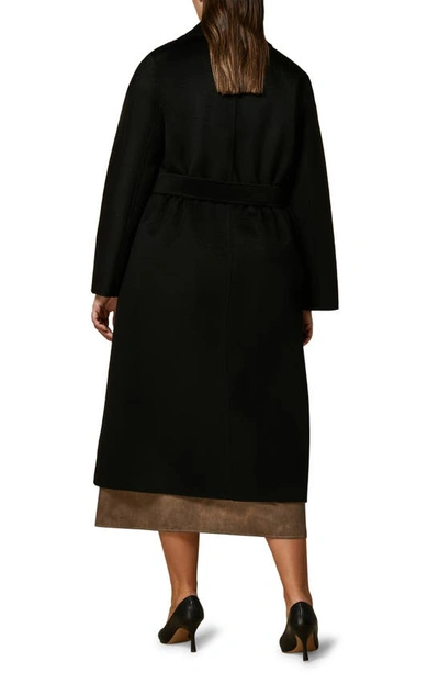 Shop Marina Rinaldi Handsewn Fine Belted Wool Coat In Black