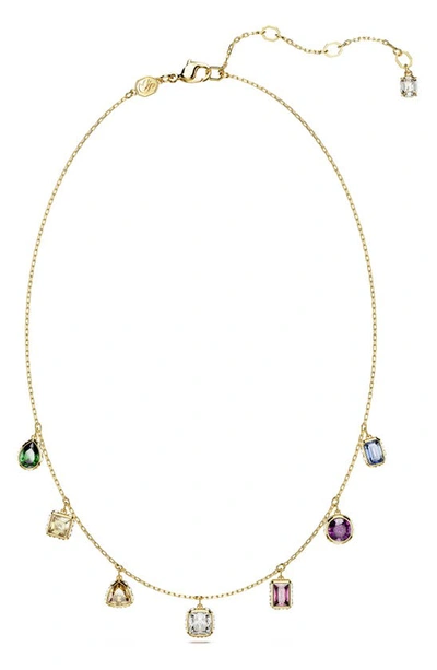 Shop Swarovski Stilla Mixed Crystal Necklace In Gold Multicolored