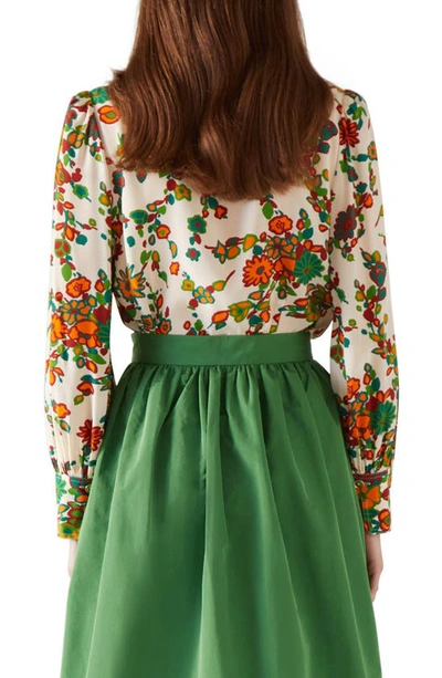 Lk Bennett Sonya Floral Silk Button-up Blouse In Birch Multi