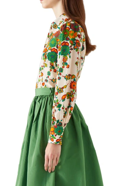 Lk Bennett Sonya Floral Silk Button-up Blouse In Birch Multi