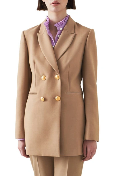 Shop Lk Bennett Mariner Double Breasted Blazer In Camel