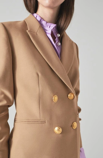 Shop Lk Bennett Mariner Double Breasted Blazer In Camel