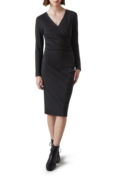 Shop Lk Bennett Alex Ruched Long Sleeve Dress In Black