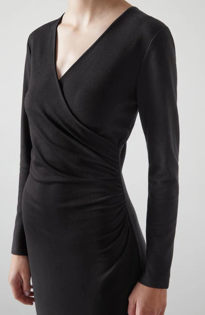 Shop Lk Bennett Alex Ruched Long Sleeve Dress In Black