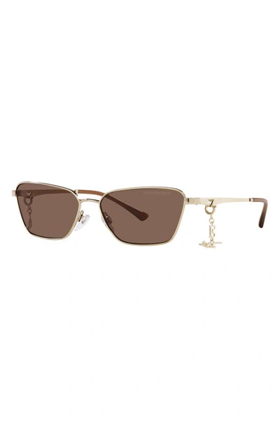 Shop Emporio Armani 56mm Pillow Sunglasses In Gold Amber