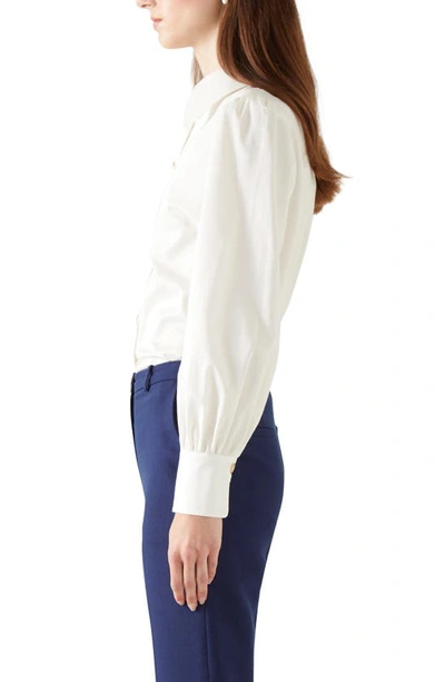 Shop Lk Bennett Sonya Puff Shoulder Shirt In White