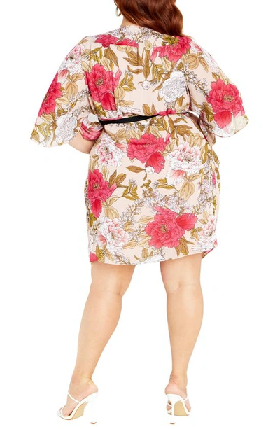 Shop City Chic Frida Floral Faux Wrap Dress In Champagne Wild Rose