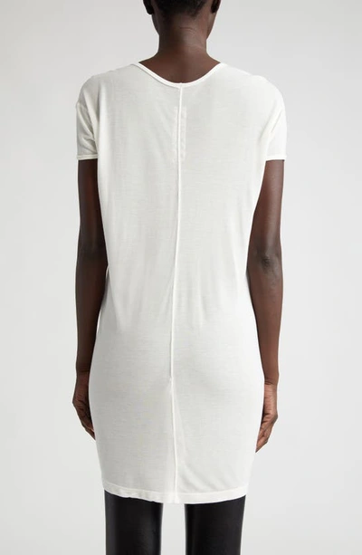 Shop Rick Owens Hiked Asymmetric Drape Detail T-shirt In Milk