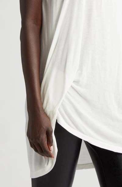 Shop Rick Owens Hiked Asymmetric Drape Detail T-shirt In Milk