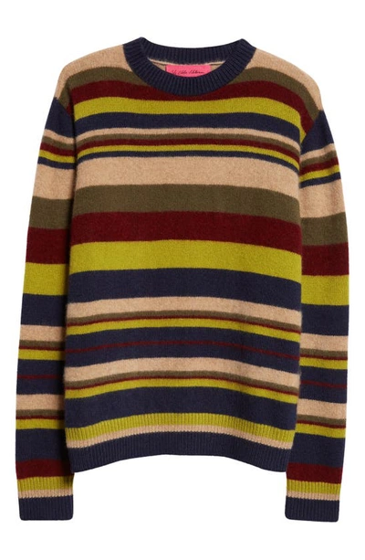 Shop The Elder Statesman Mood Stripe Cashmere Sweater In Nvy/ Cml/ Olv/ Mrn/ Pea