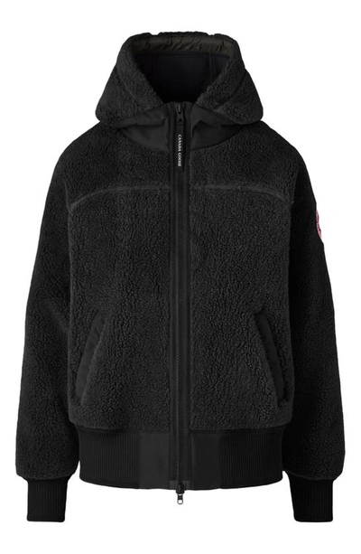 Shop Canada Goose Simcoe Fleece Zip-up Hooded Jacket In Black
