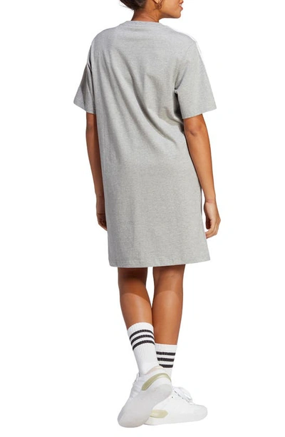 Shop Adidas Originals Cotton Jersey Boyfriend T-shirt Dress In Medium Grey Heather/ White
