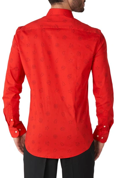 Opposuits Christmas Icons Red Stretch Button-up Shirt In Red