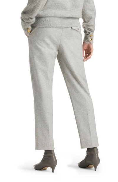 St John Melange Doubleweave Cropped Pant In Light Heather Gray