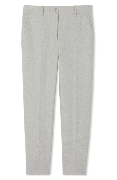 St John Melange Doubleweave Cropped Pant In Light Heather Gray
