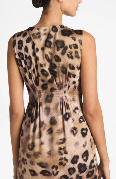 Shop St John St. John Collection Painted Leopard Print Maxi Dress In Sand Multi