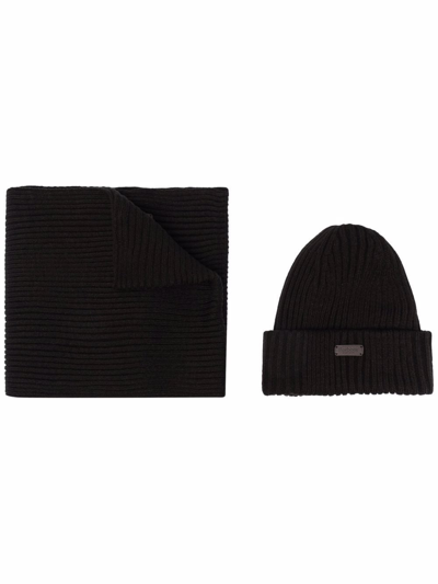 Shop Barbour Beanie & Scarf Gift Set In Black