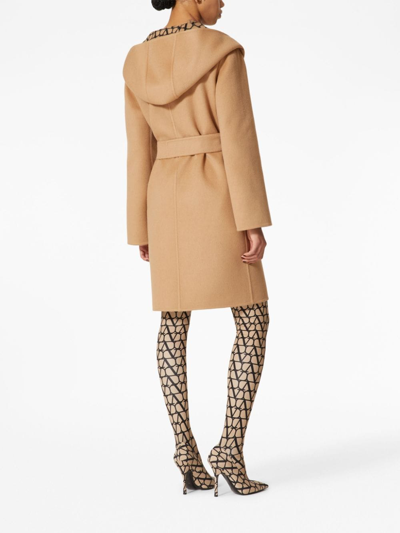 Shop Valentino Toile Iconographe Wool Coat In Brown