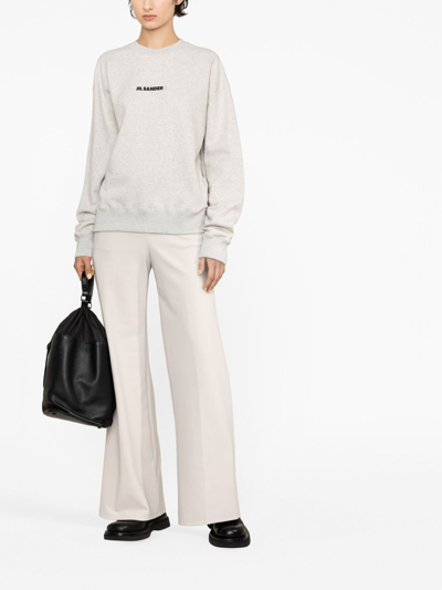 Shop Jil Sander Logo Cotton Sweatshirt In Grey