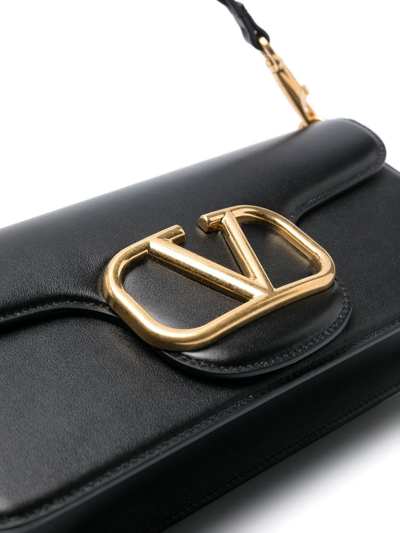 Shop Valentino Locò Leather Shoulder Bag In Black