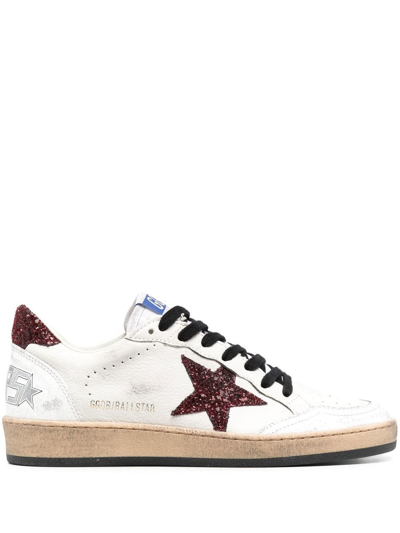 Shop Golden Goose Ball Star Leather Sneakers In White