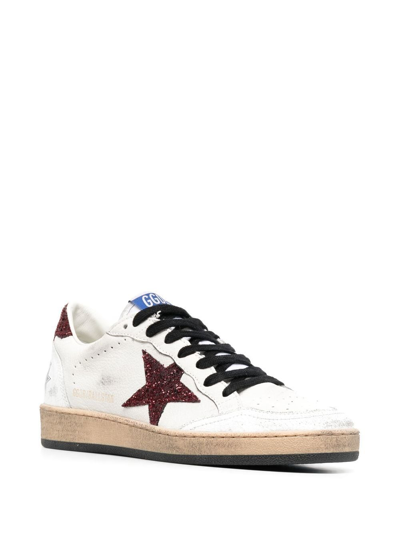 Shop Golden Goose Ball Star Leather Sneakers In White