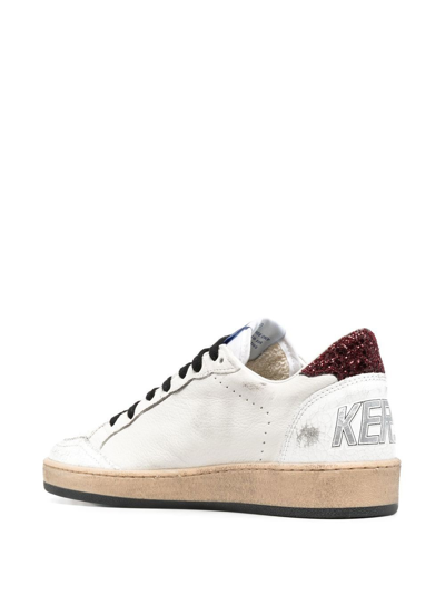 Shop Golden Goose Ball Star Leather Sneakers In White