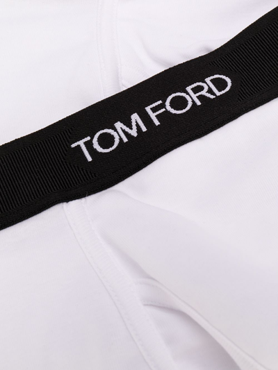 Shop Tom Ford Logo Cotton Boxer Briefs In White