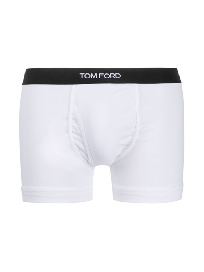 Shop Tom Ford Logo Cotton Boxer Briefs In White