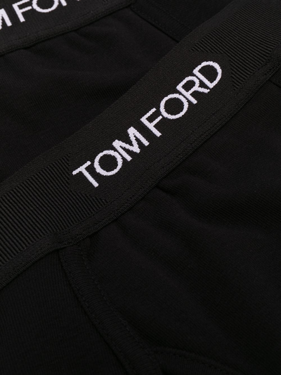 Shop Tom Ford Logo Cotton Boxer Briefs In Black