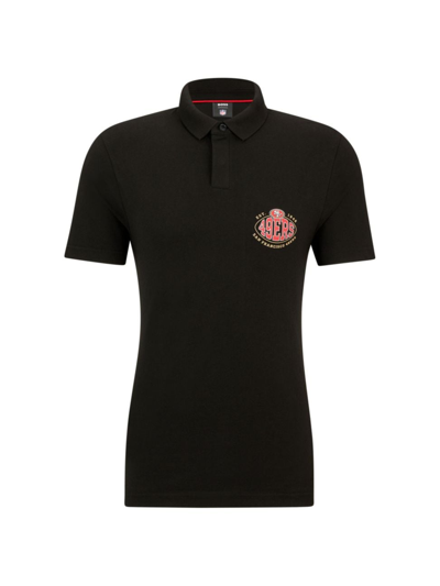 Shop Hugo Boss Men's Boss X Nfl Cotton-piqué Polo Shirt With Collaborative Branding In 49ers Charcoal