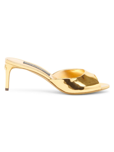 Shop Dolce & Gabbana Women's 60mm Metallic Leather Mules In Gold