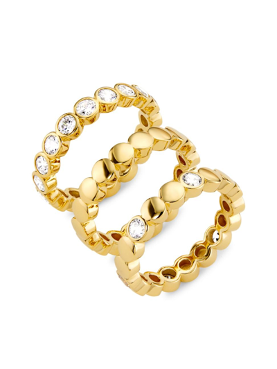 Shop Adriana Orsini Women's Basel 18k Gold-plate & Cubic Zirconia Three-piece Stacking Ring Set