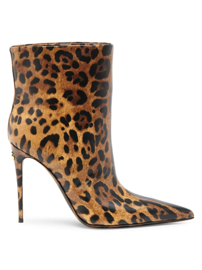 Shop Dolce & Gabbana Women's 105mm Leopard Leather Booties