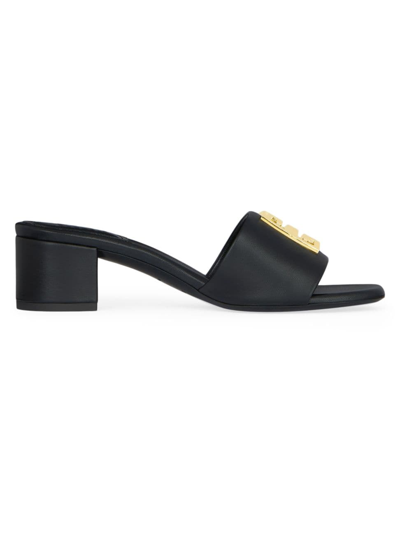 Shop Givenchy Women's 4g Mules In Leather In Black