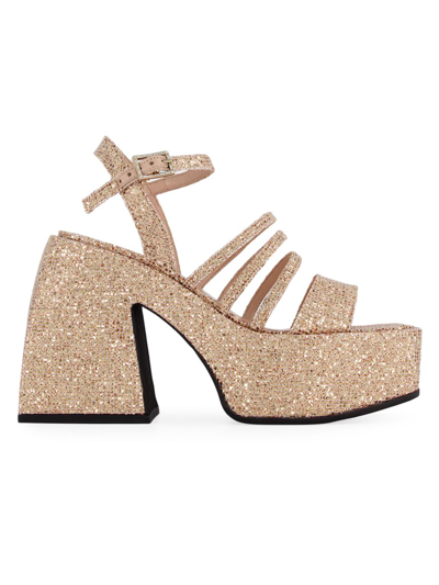 Shop Nodaleto Women's Bulla Chibi 105mm Glitter Platform Sandals In Blush Glitter