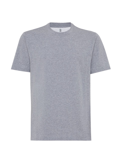 Shop Brunello Cucinelli Men's Cotton Jersey Basic Fit Crewneck T-shirt In Medium Grey