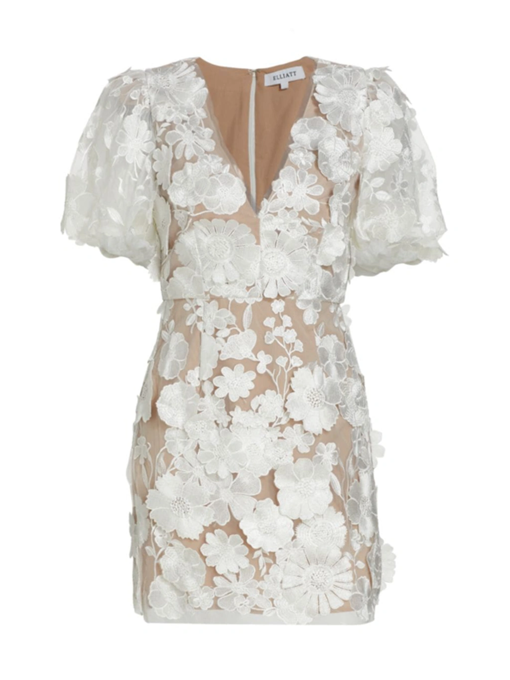 zayla mini dress in ivory & nude elliatt Floral Lace Puff-Sleeve Minidress - Holiday Collections -- Anavini / Claire & Charlie / Petit Bebe